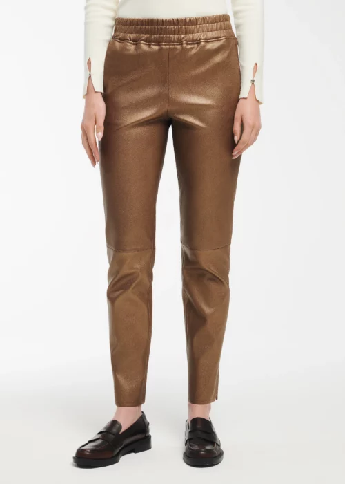 Noa Stretch Leather Trousers - metallic sepia